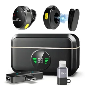 Wireless Lavalier Microphone for Mobile Phone with Charging Case,Lapel Gaming Microphone for Live Streaming Vlog Tiktok Youtube Podcast,Auto Noise Cancellation,Plug and Play