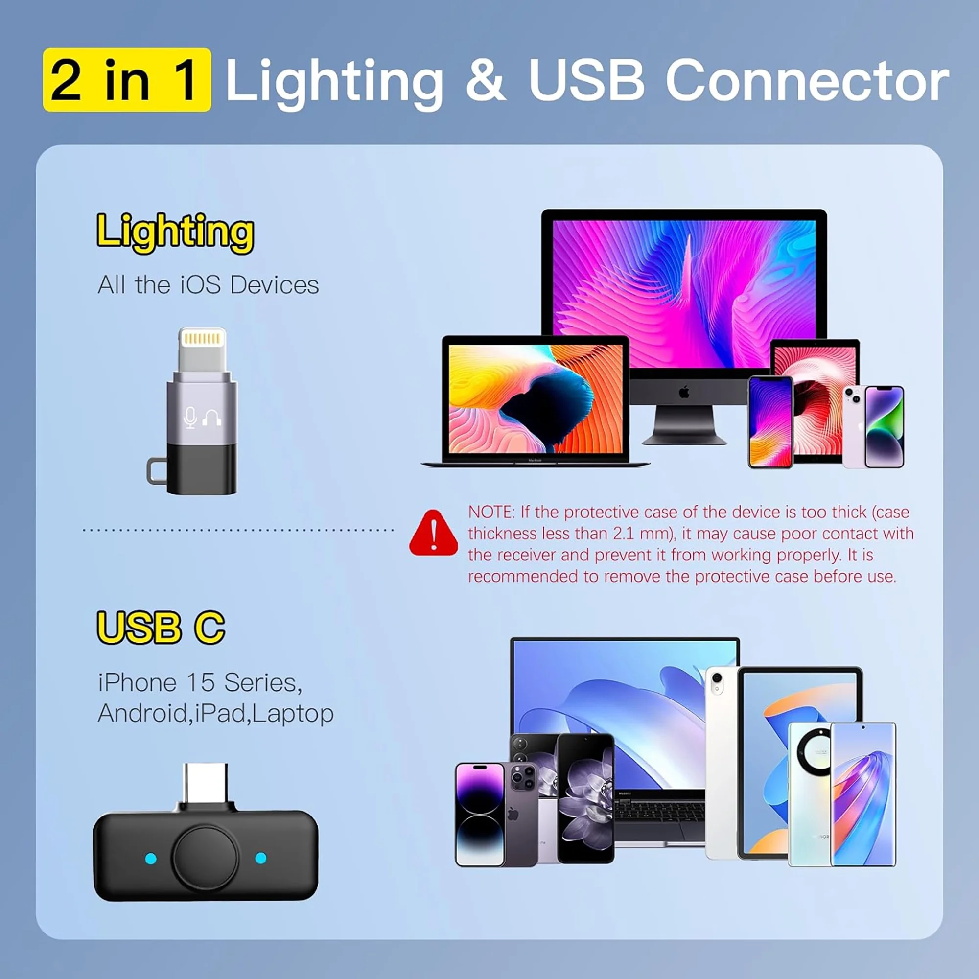 Wireless Lavalier Microphone for Mobile Phone with Charging Case,Lapel Gaming Microphone for Live Streaming Vlog Tiktok Youtube Podcast,Auto Noise Cancellation,Plug and Play - Image 2