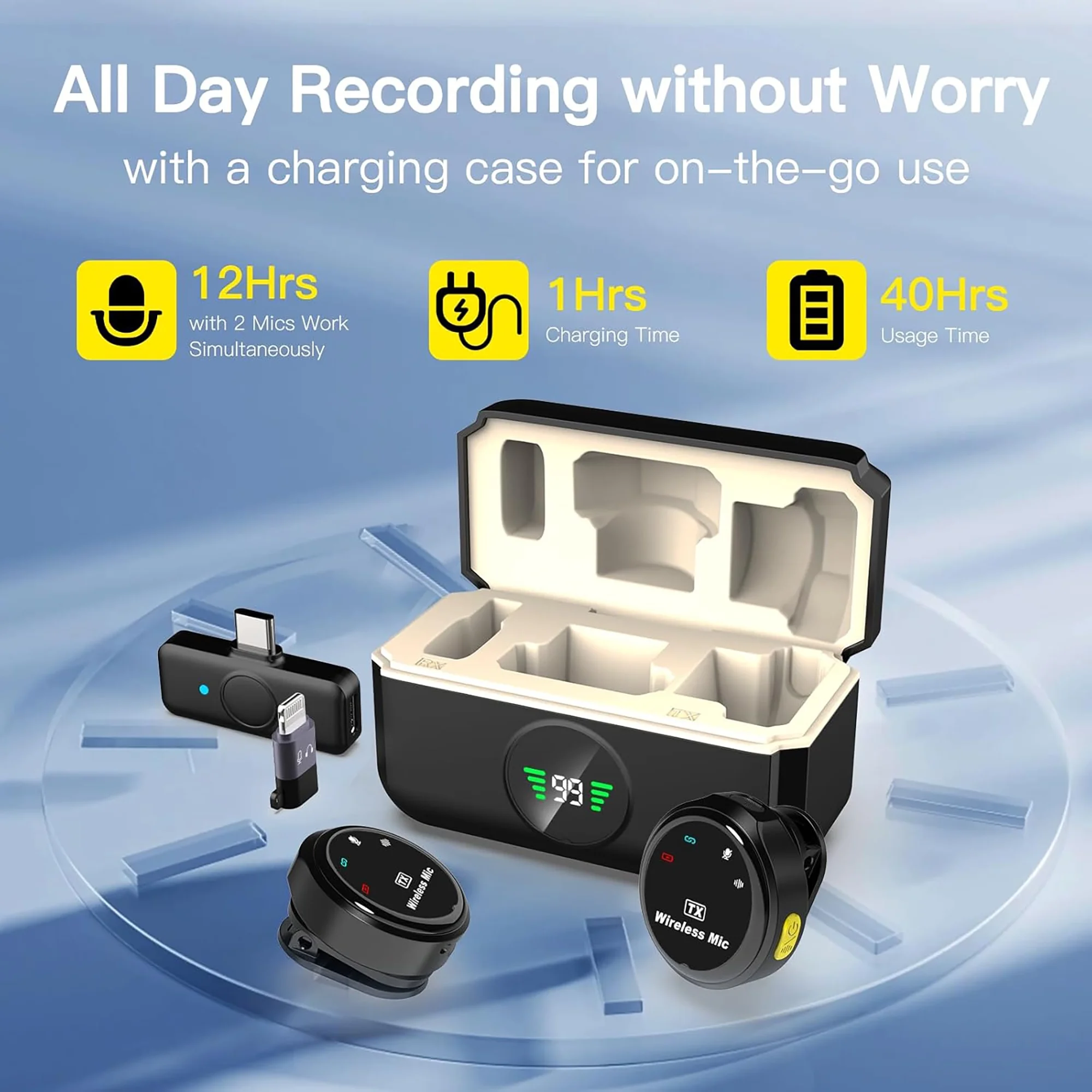 Wireless Lavalier Microphone for Mobile Phone with Charging Case,Lapel Gaming Microphone for Live Streaming Vlog Tiktok Youtube Podcast,Auto Noise Cancellation,Plug and Play - Image 4