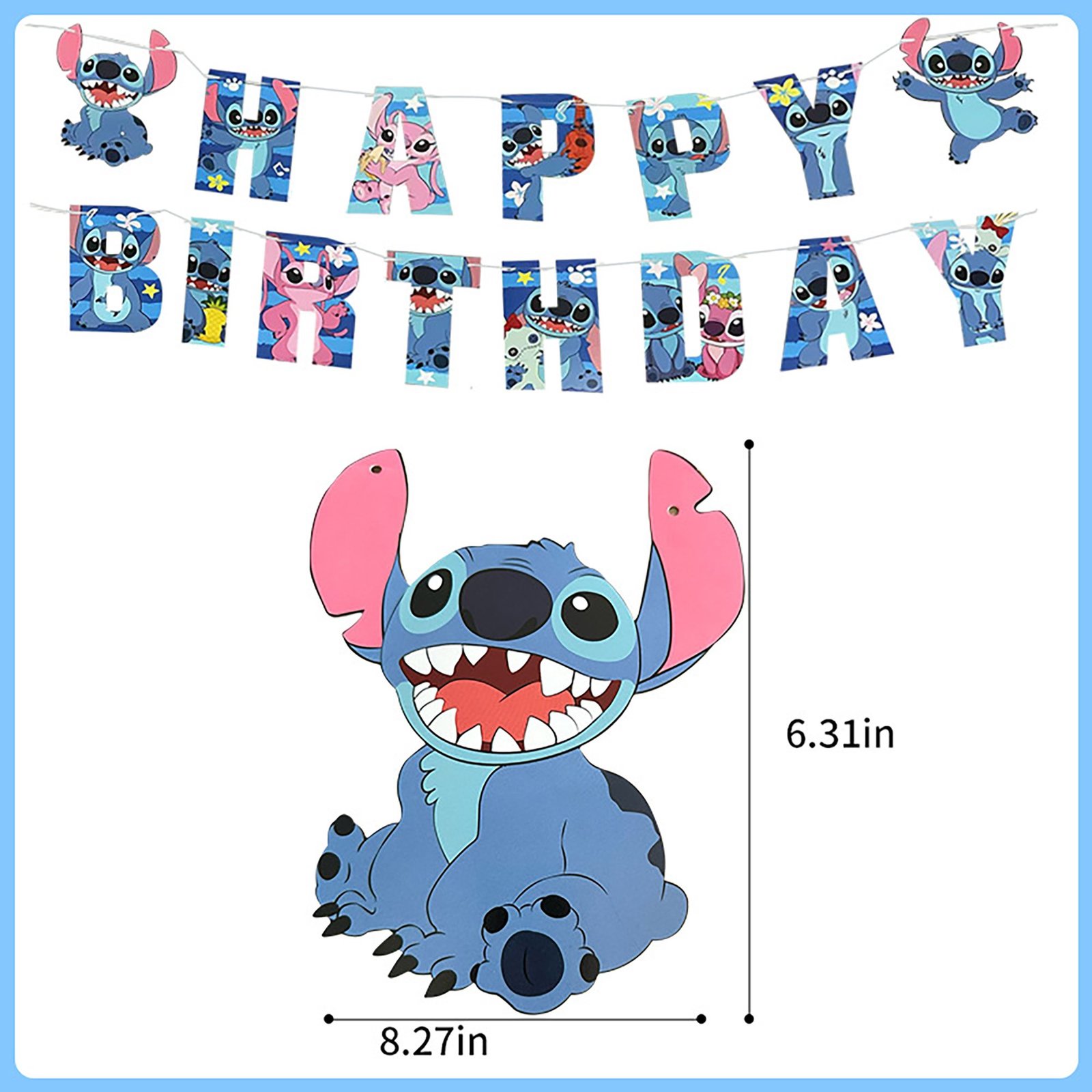 Balloons Tableware Sets Party Supplies,133 PCS Stitch Birthday Decorations,Birthday Balloons Banner Tableware Sets Plates Napkins for Girls and Boys - Image 5