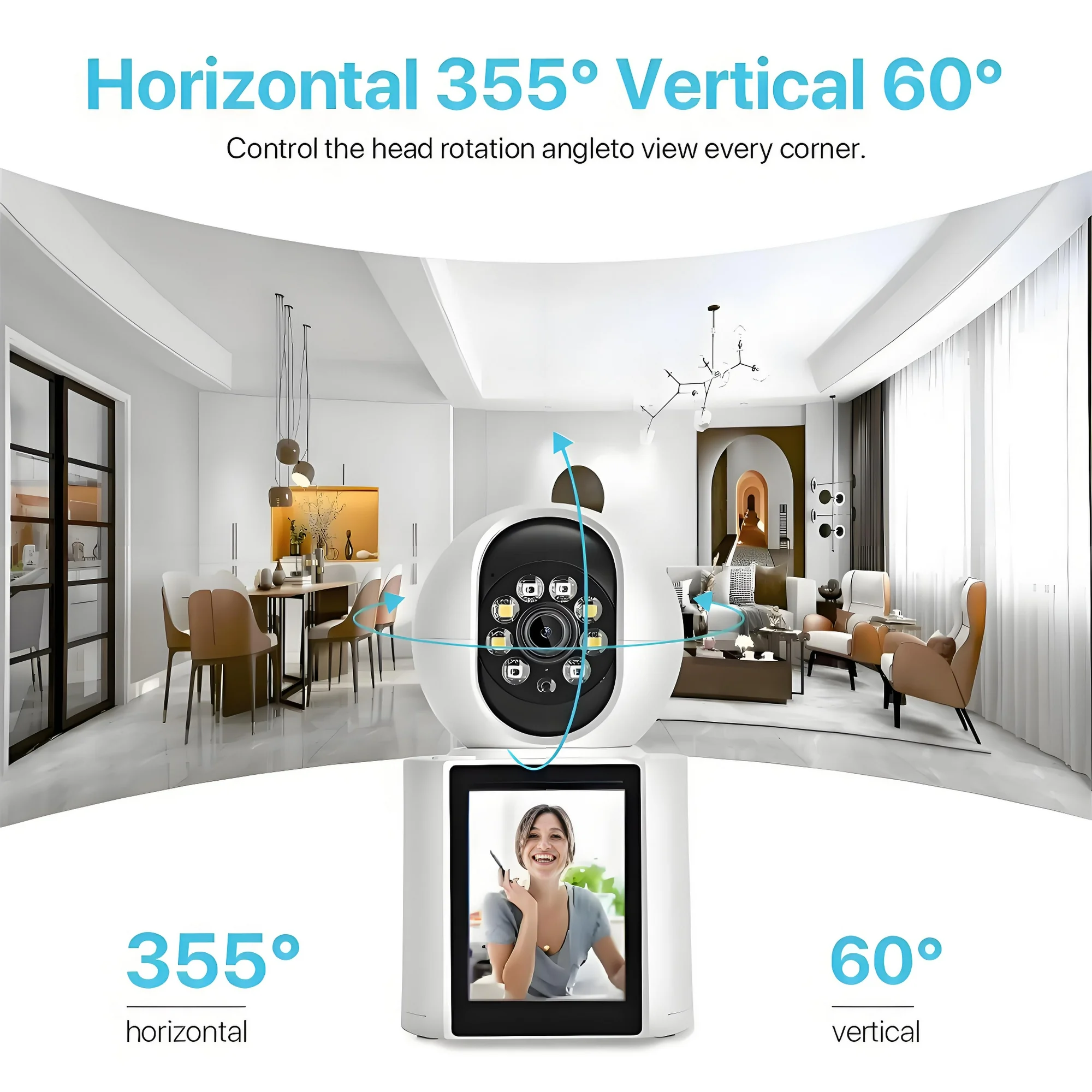 Baby Monitor,Wireless Indoor Security Camera 1080P WIFI Smart Home Wifi Cameras with 2.8" IPS Screen,Two-Way Audio and Video,LED Infrared Night Vison,AI Motion Detection - Image 4