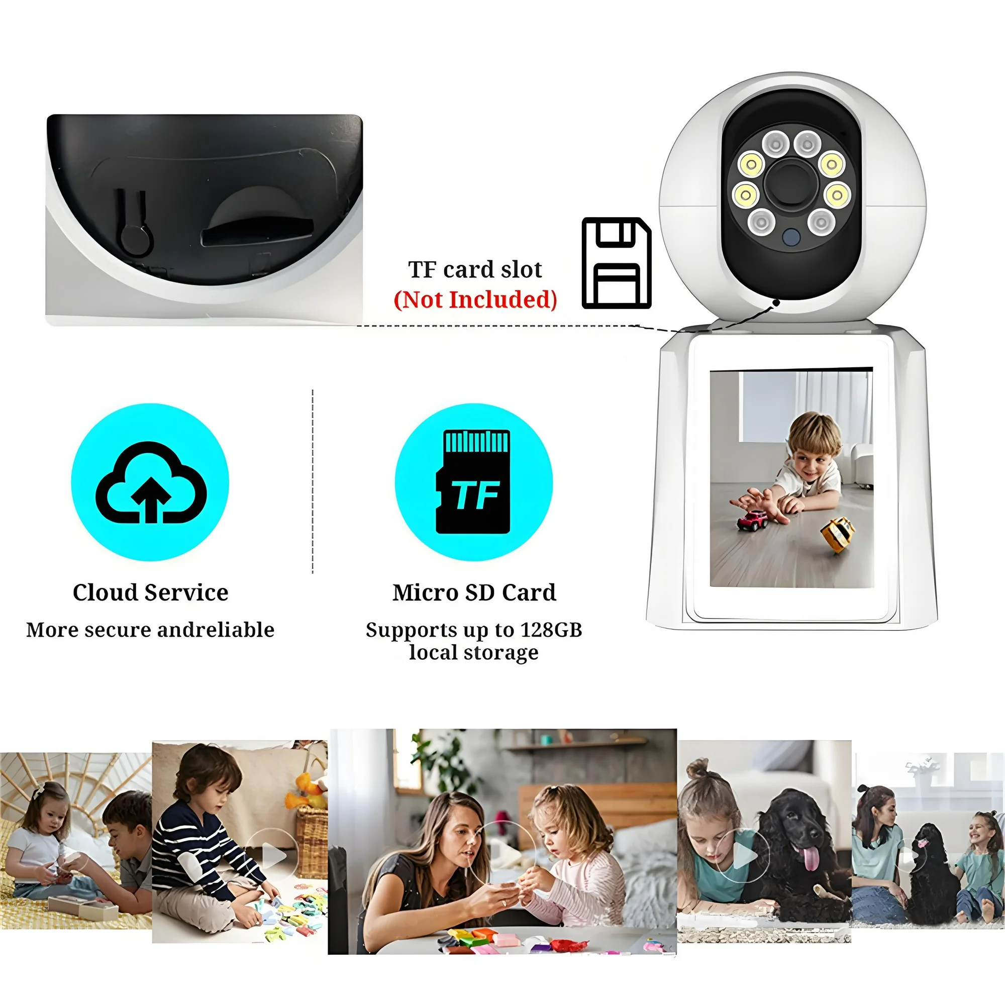 Baby Monitor,Wireless Indoor Security Camera 1080P WIFI Smart Home Wifi Cameras with 2.8" IPS Screen,Two-Way Audio and Video,LED Infrared Night Vison,AI Motion Detection - Image 8