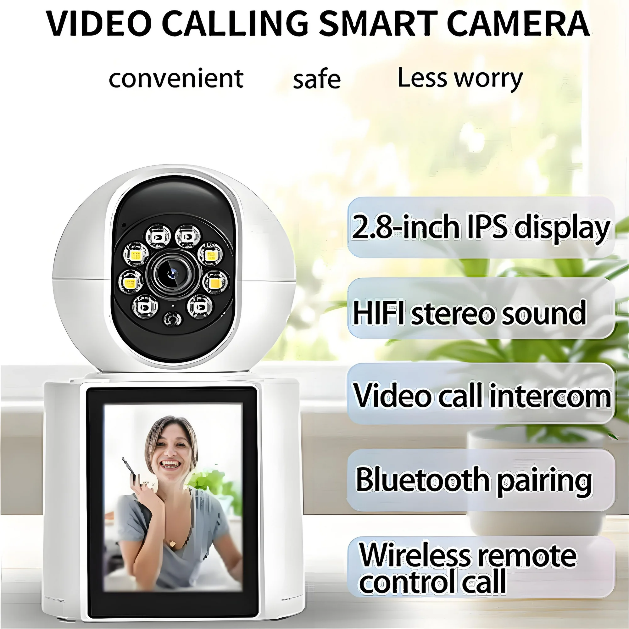 Baby Monitor,1080P Wifi Camera Smart Home Surveillance IP Camera Support 2.8" HD IPS Display, Remote APP Controll, Two-Way Video and Audio, 32G TF Card - Image 2