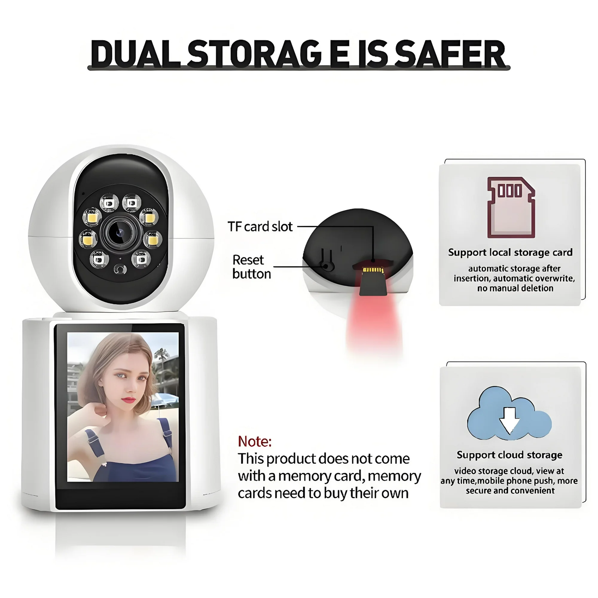 Baby Monitor,1080P Wifi Camera Smart Home Surveillance IP Camera Support 2.8" HD IPS Display, Remote APP Controll, Two-Way Video and Audio, 32G TF Card - Image 5