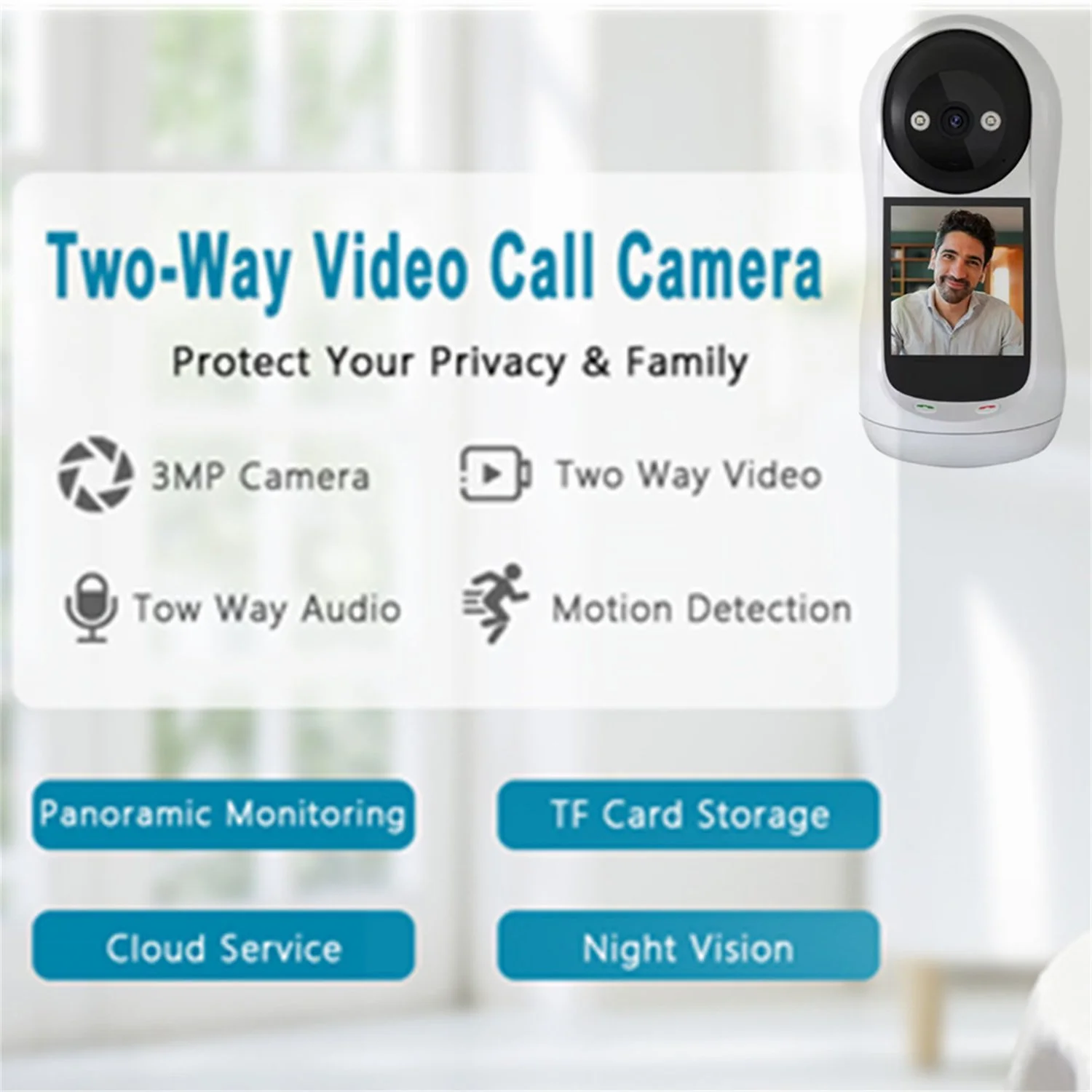 1080P Baby Monitor,Indoor Security Wifi Camera for Home Security Support 2.8 inch Screen Display,2 Way Video Talk,Human Detection Motion Tracking,Cloud and TF Card,Night Vision - Image 3