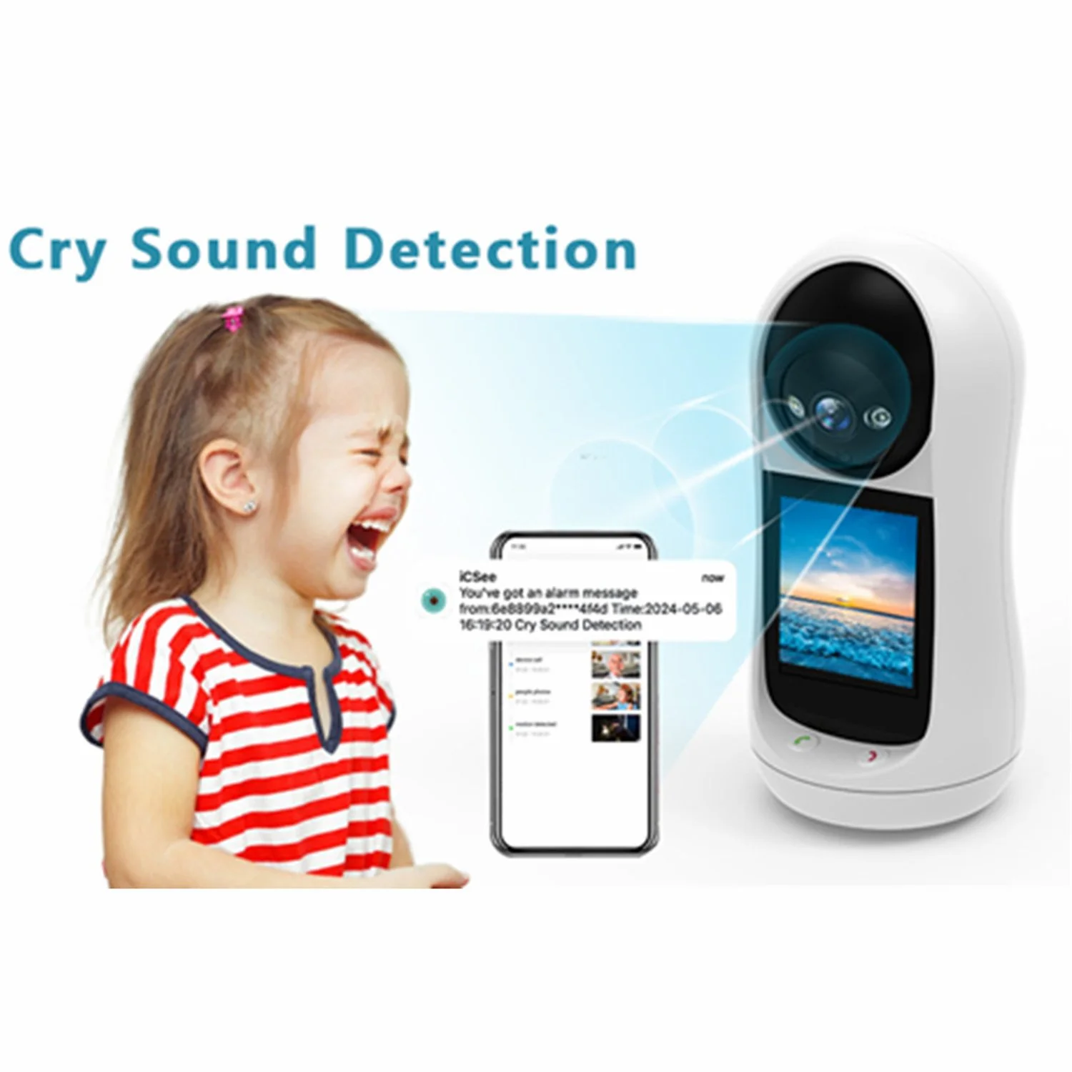 1080P Baby Monitor,Indoor Security Wifi Camera for Home Security Support 2.8 inch Screen Display,2 Way Video Talk,Human Detection Motion Tracking,Cloud and TF Card,Night Vision - Image 7