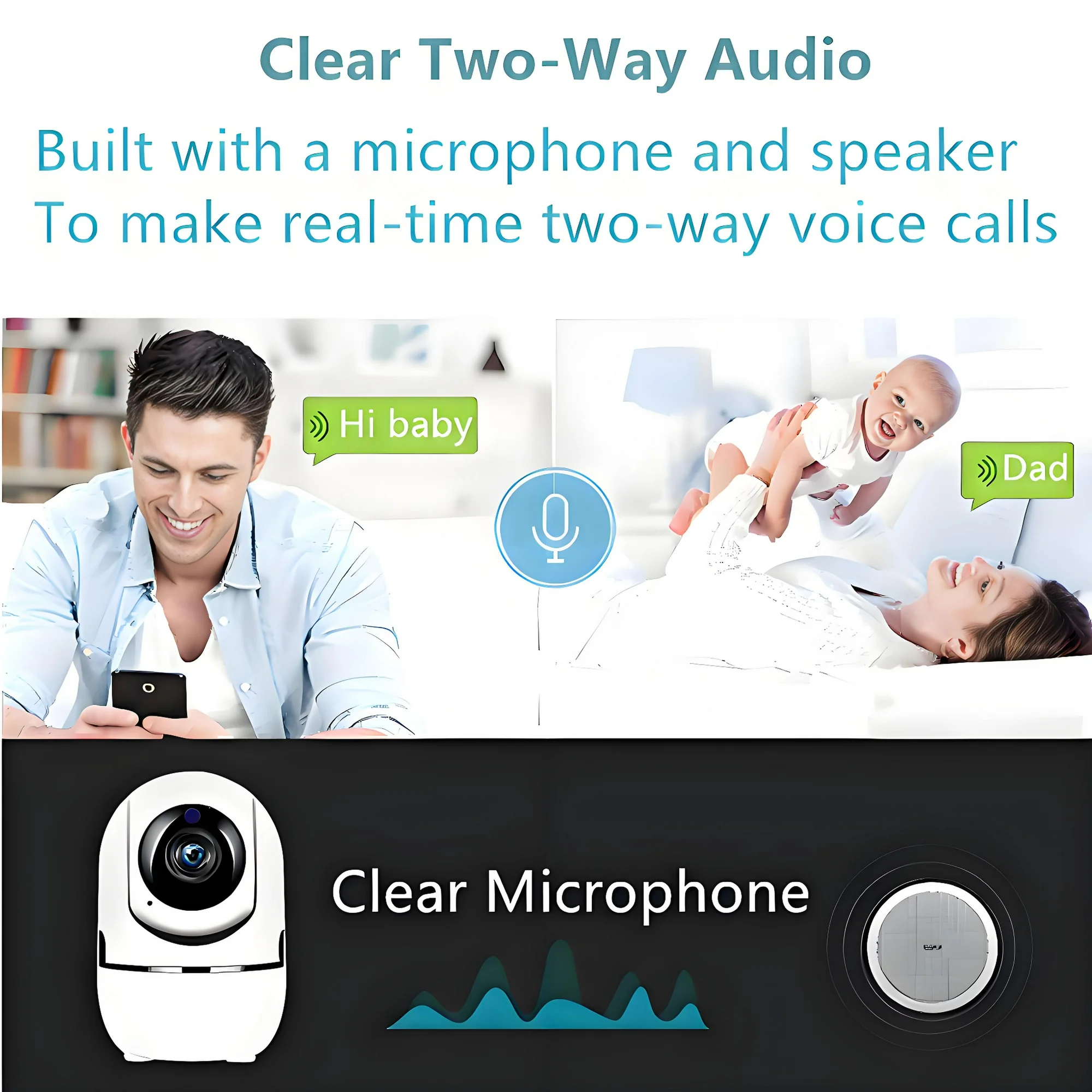 1080P Indoor Security Camera,2K HD Wifi Cameras Baby Monitor for Baby/Nanny/Pet/Dog,360°Motion Detection,Two Way Audio,1080P HD Video Smart Home Security Camera - Image 5