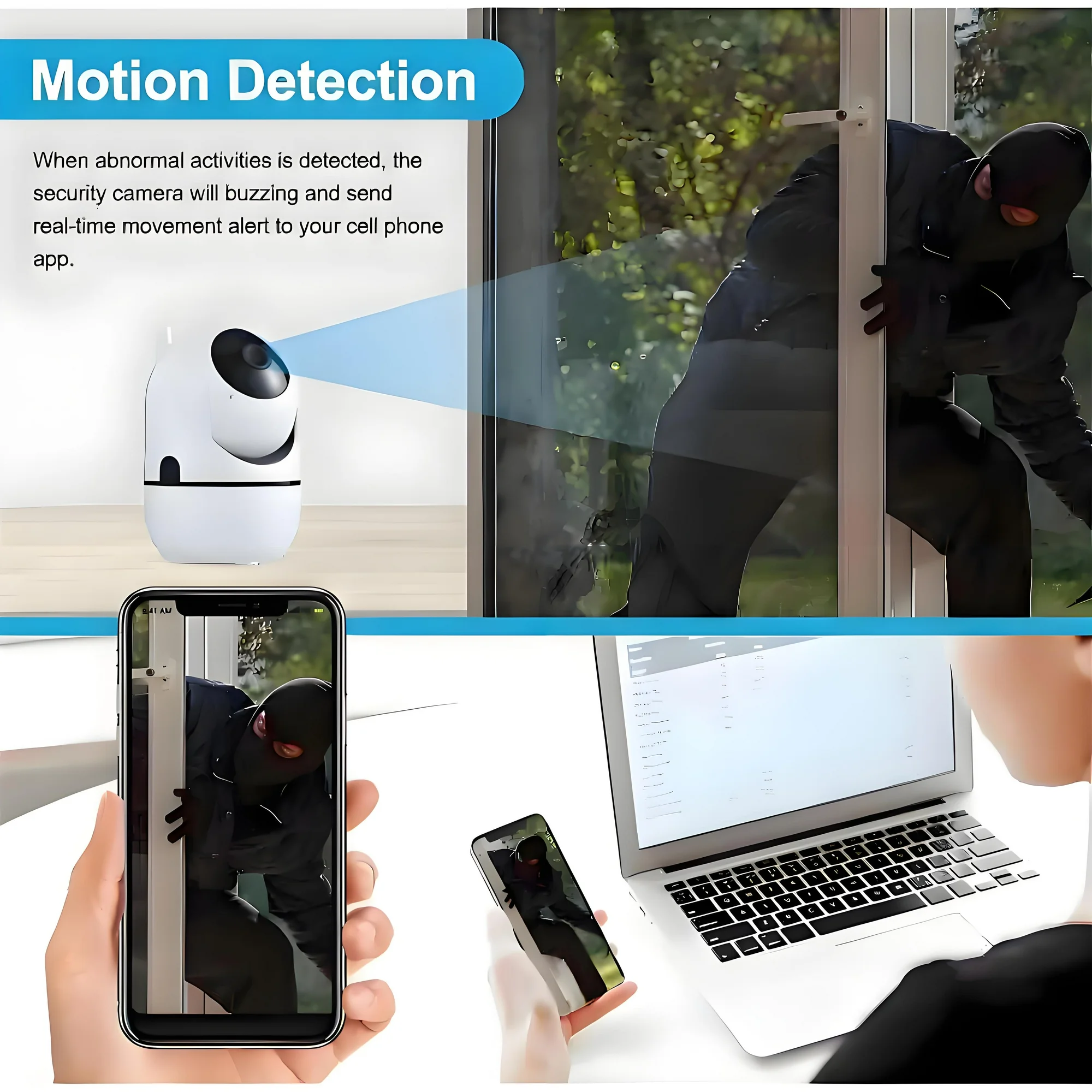 1080P Indoor Security Camera,2K HD Wifi Cameras Baby Monitor for Baby/Nanny/Pet/Dog,360°Motion Detection,Two Way Audio,1080P HD Video Smart Home Security Camera - Image 6